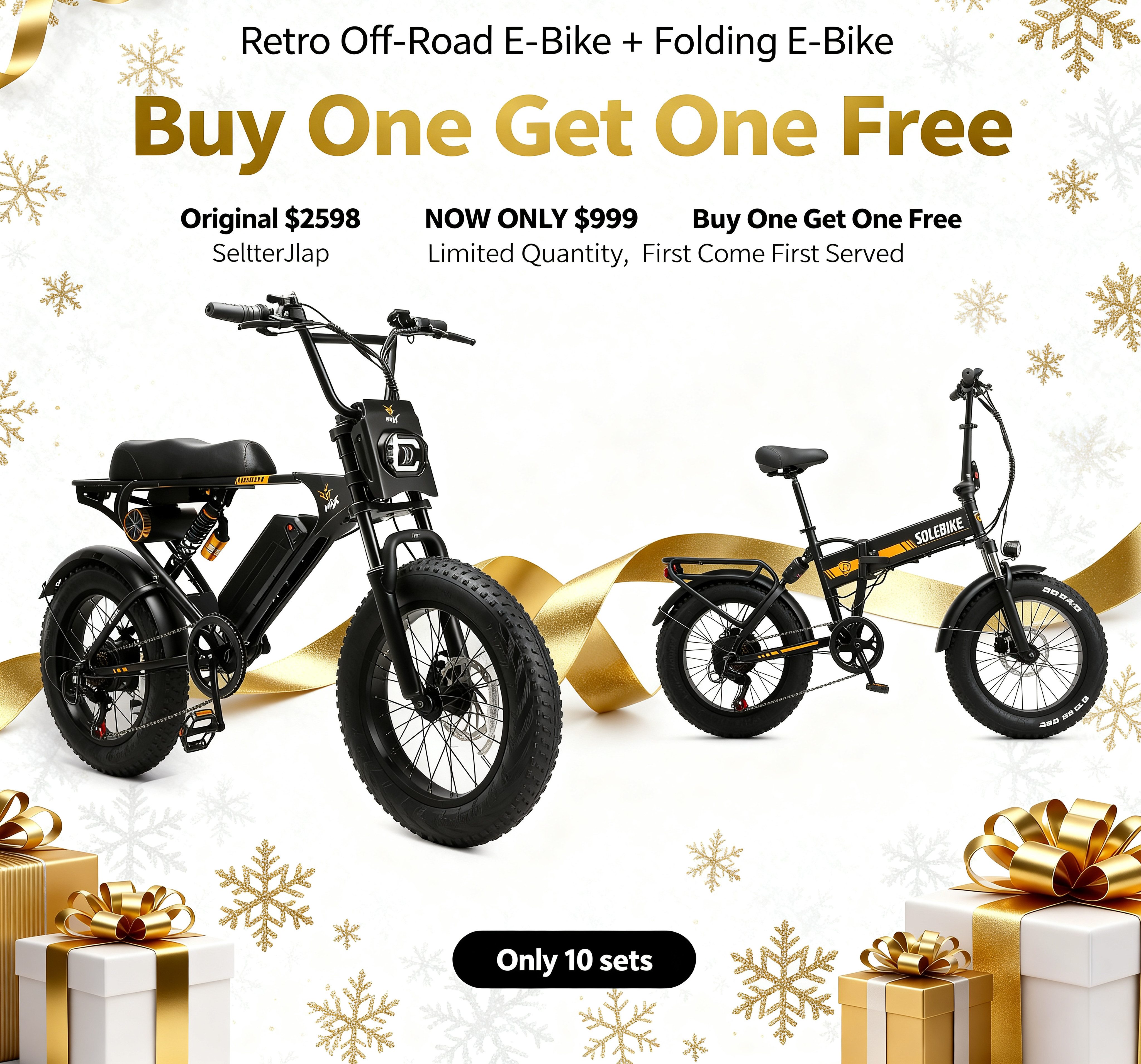 FINAL 10 UNITS! Retro E-Bike + Folding E-Bike Bundle | Buy 1 Get 1 FREE (US Only)
