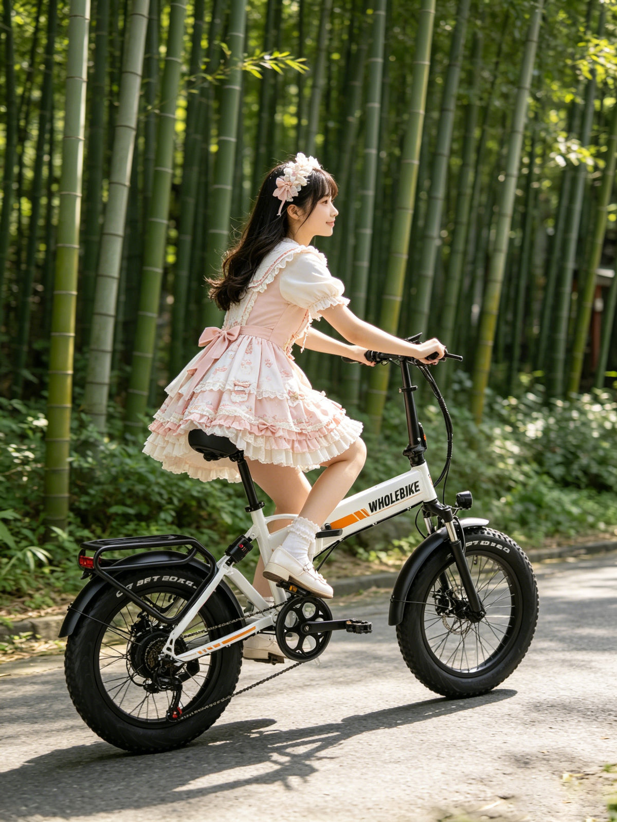 Rider with an electric bike