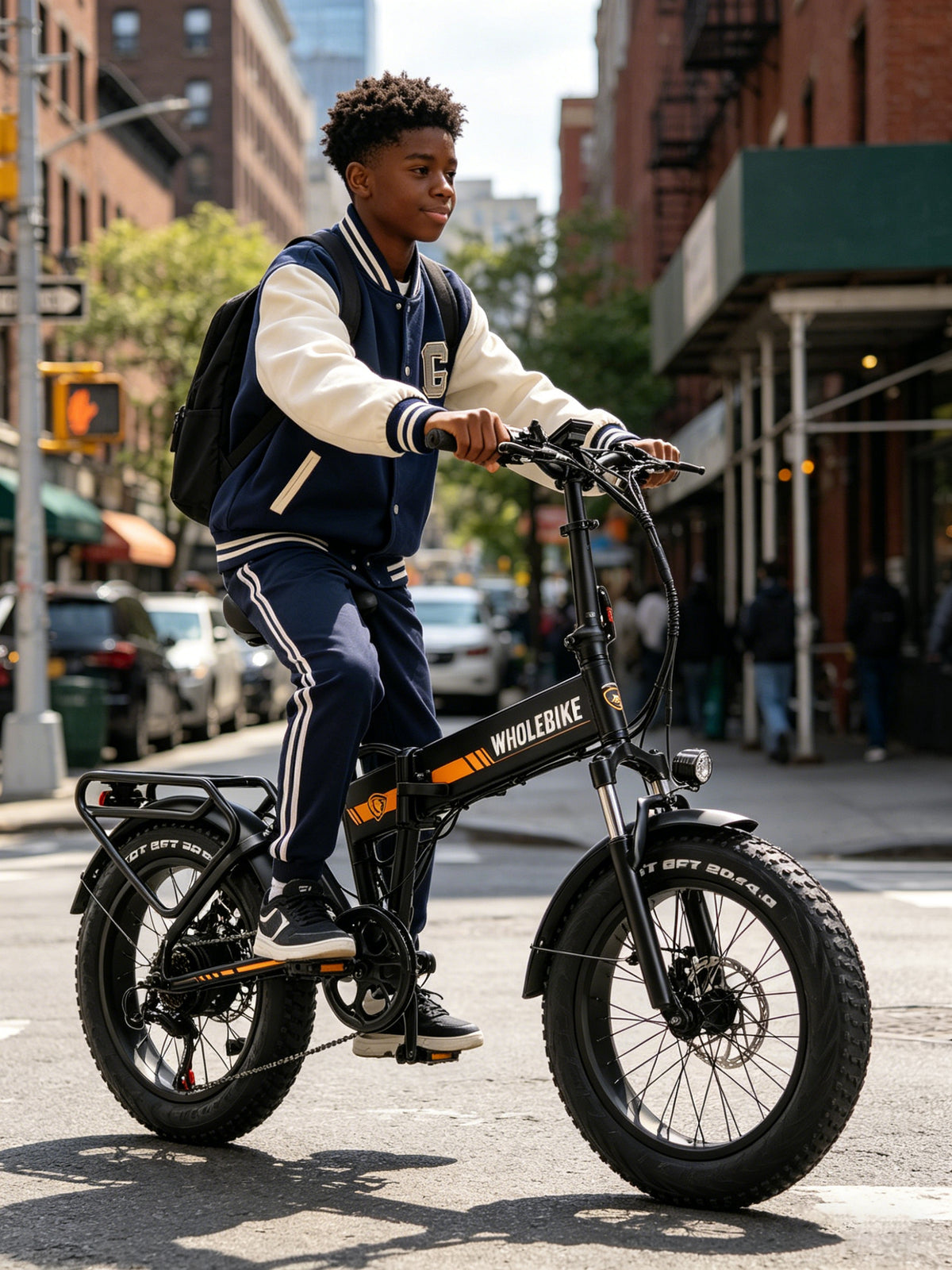 Rider with an electric bike