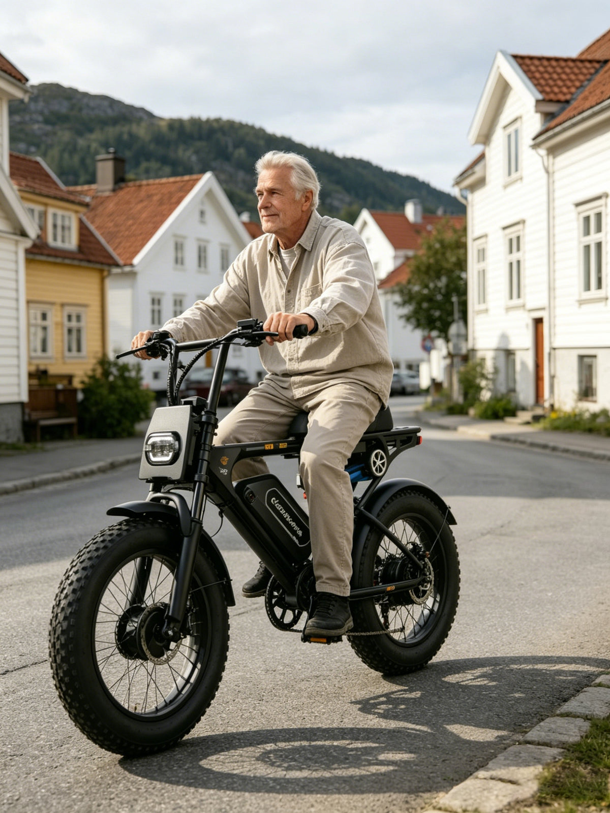 Rider with an electric bike
