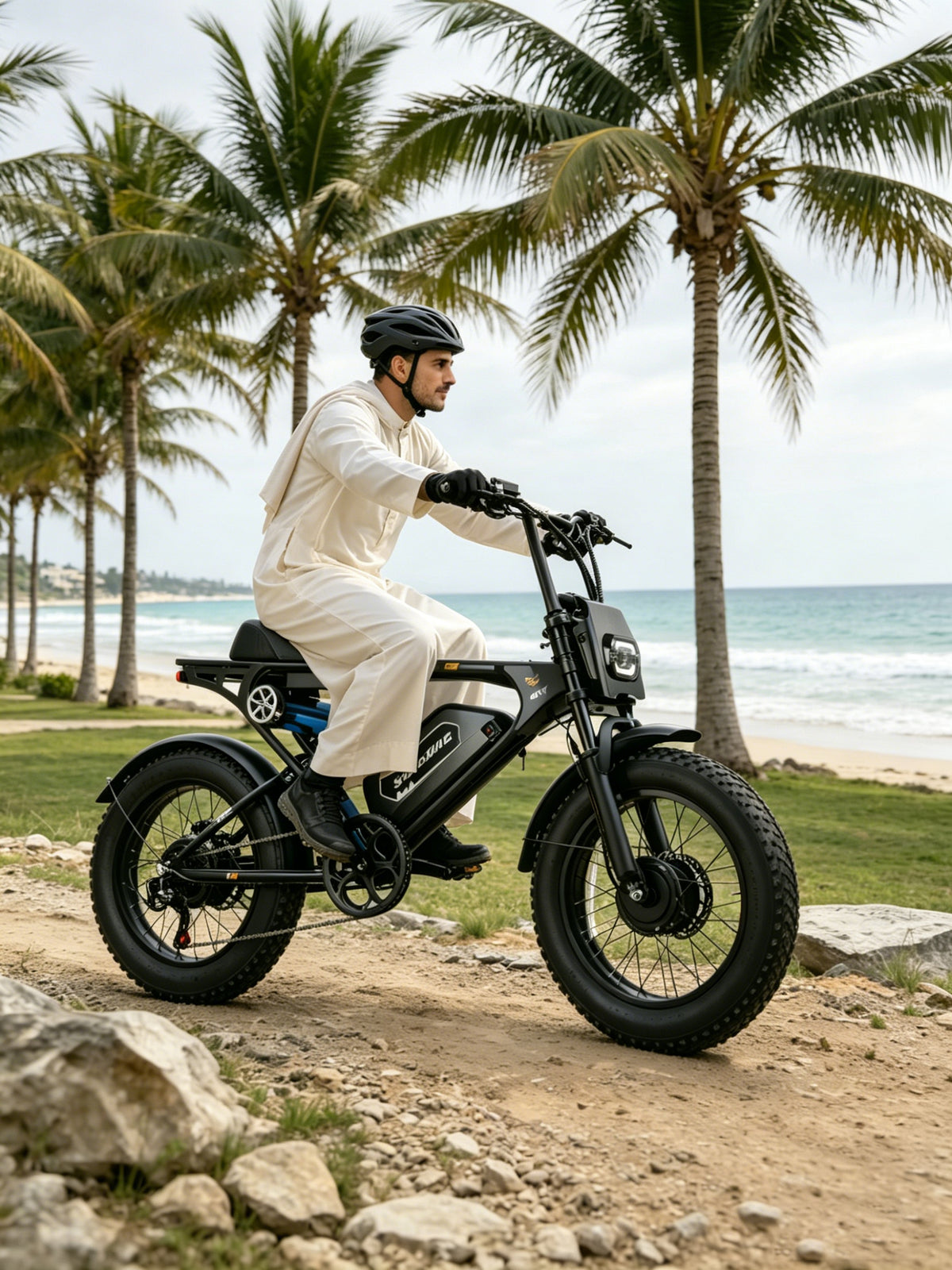 Rider with an electric bike