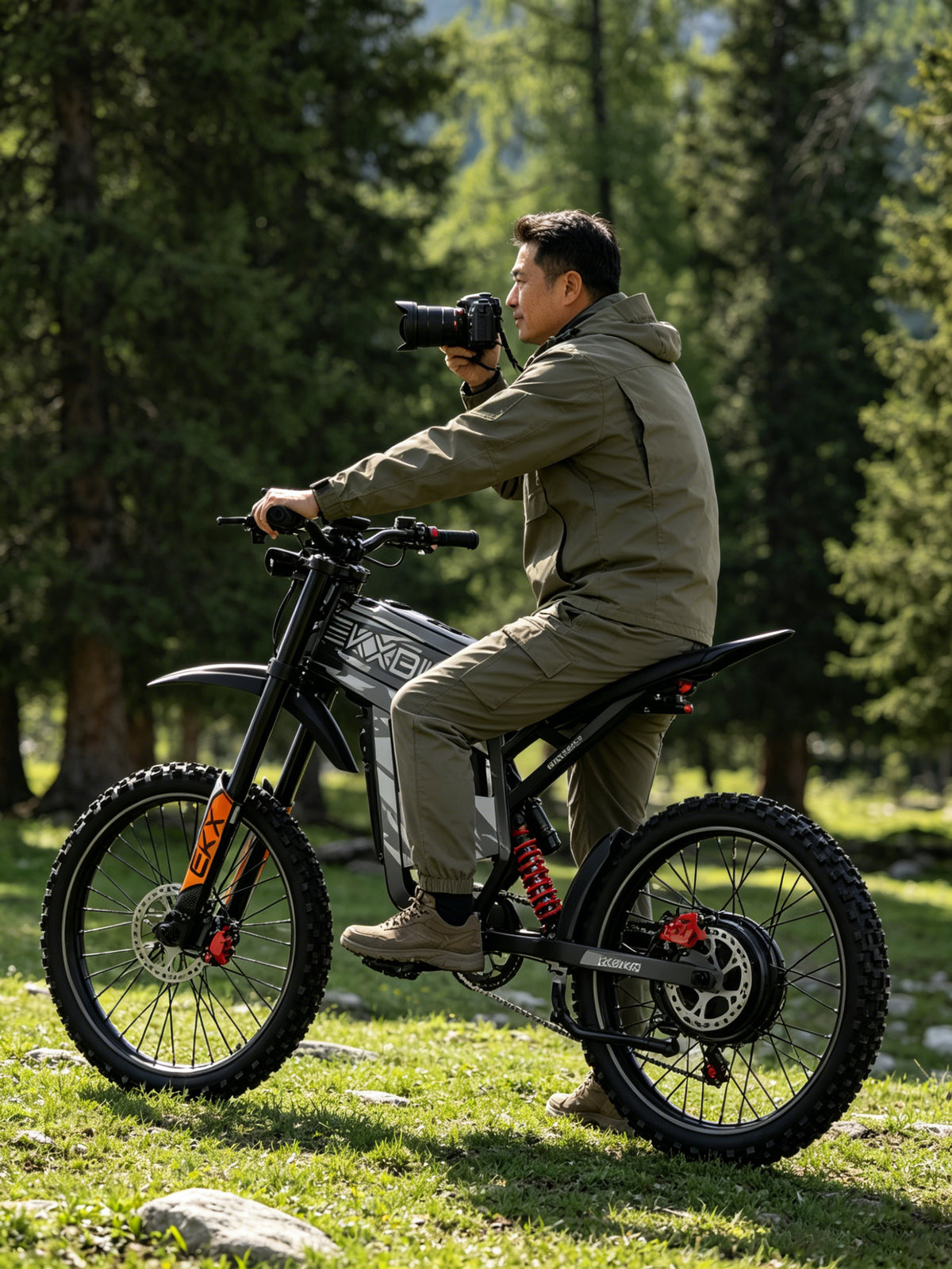 Rider with an electric bike
