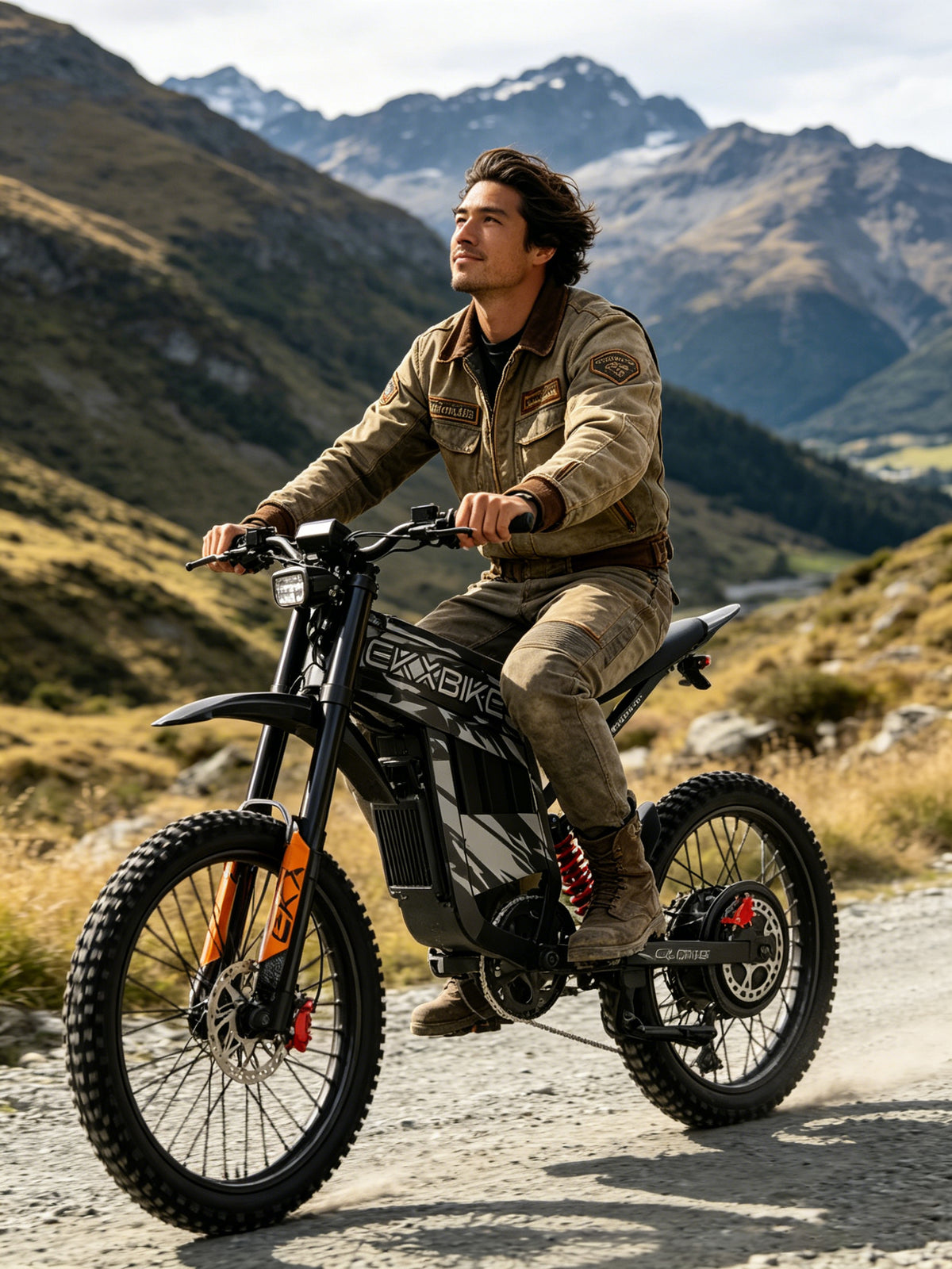 Rider with an electric bike