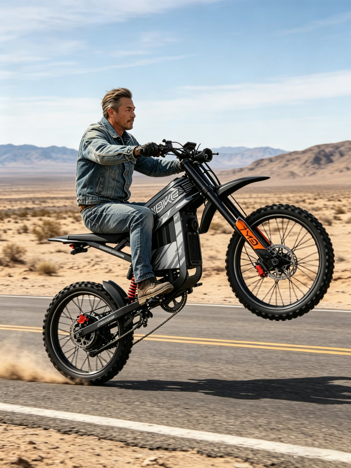 Rider with an electric bike