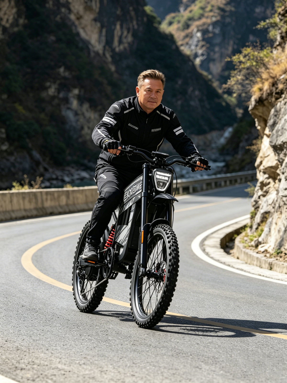 Rider with an electric bike