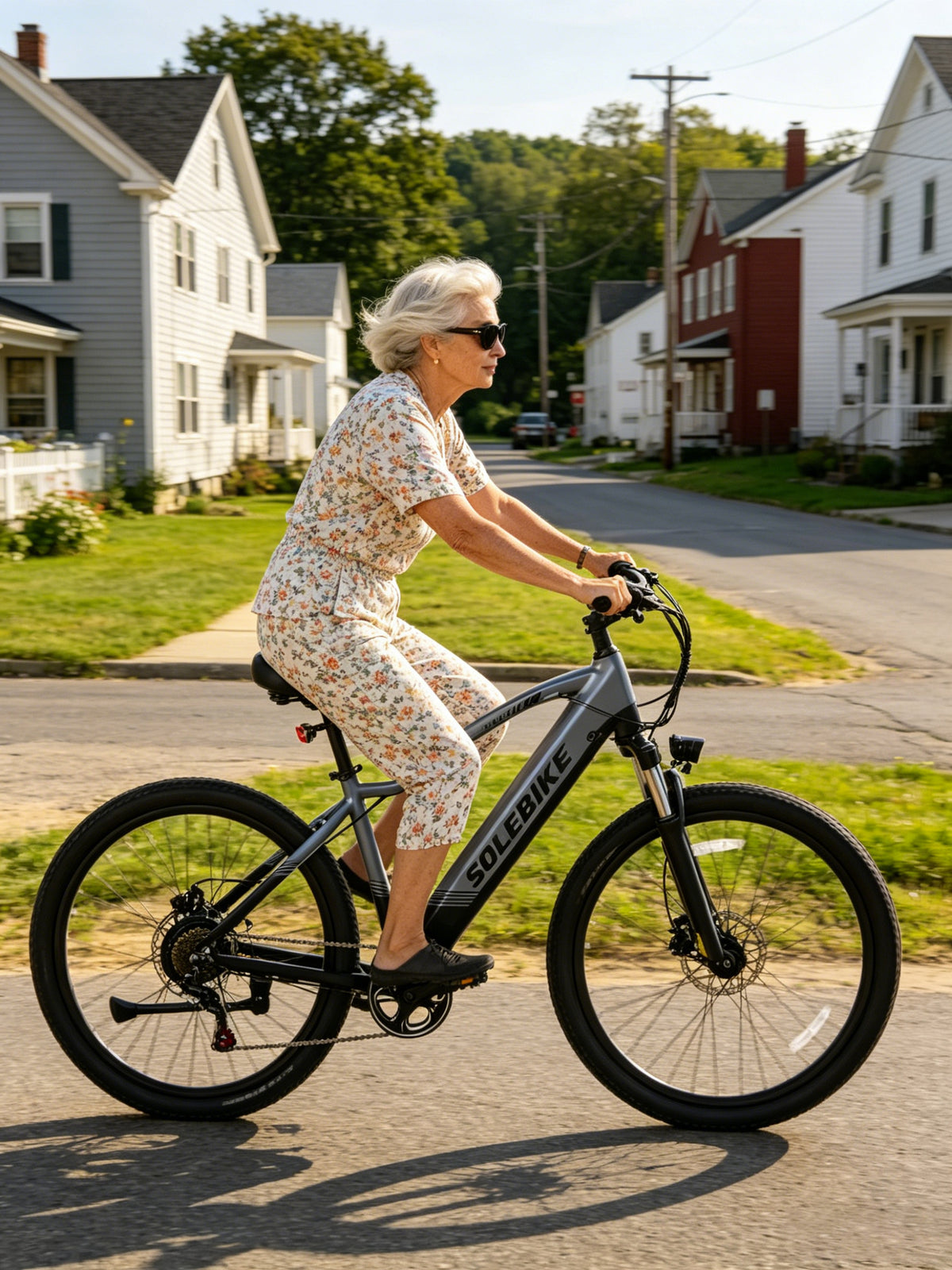 Rider with an electric bike