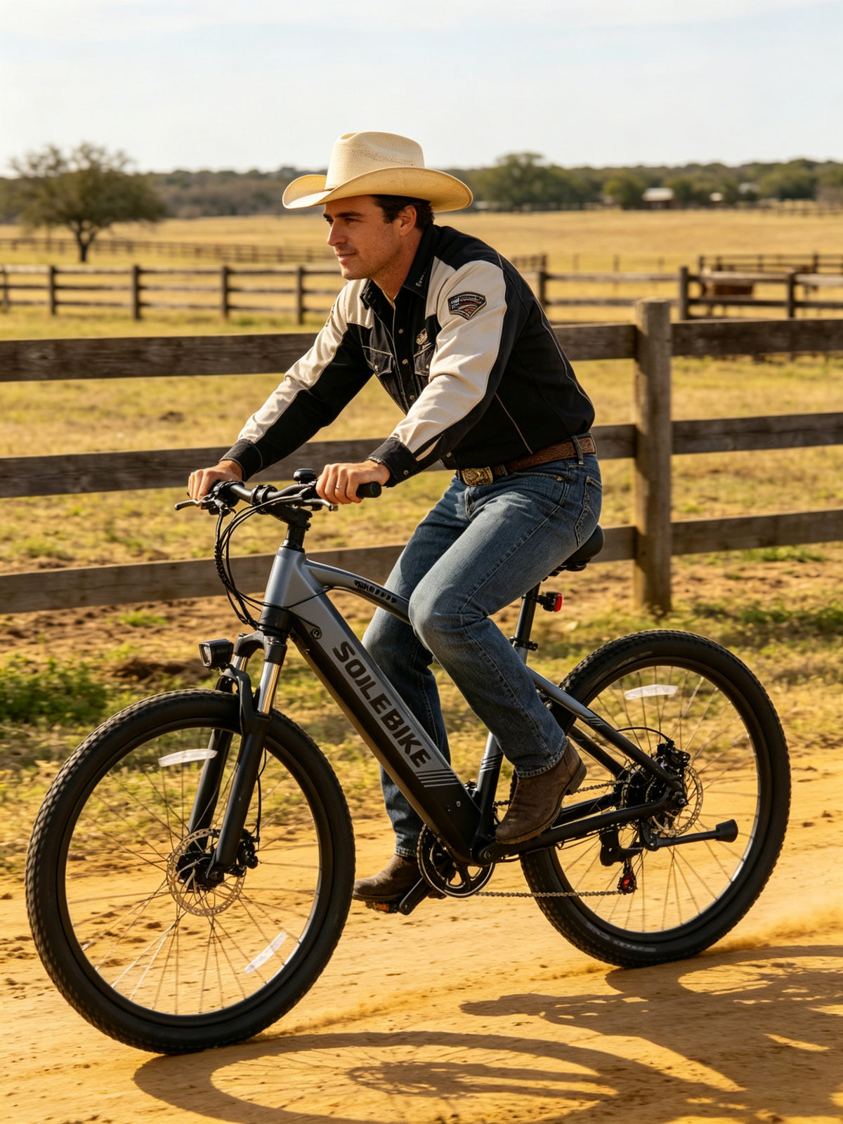 Rider with an electric bike