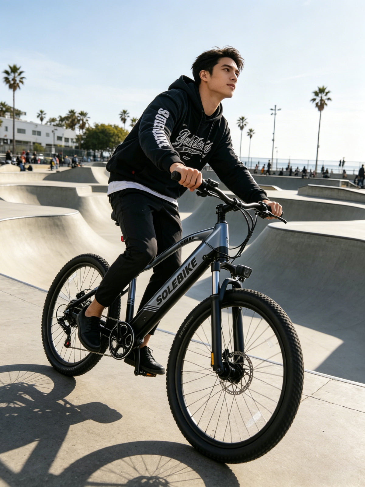 Rider with an electric bike