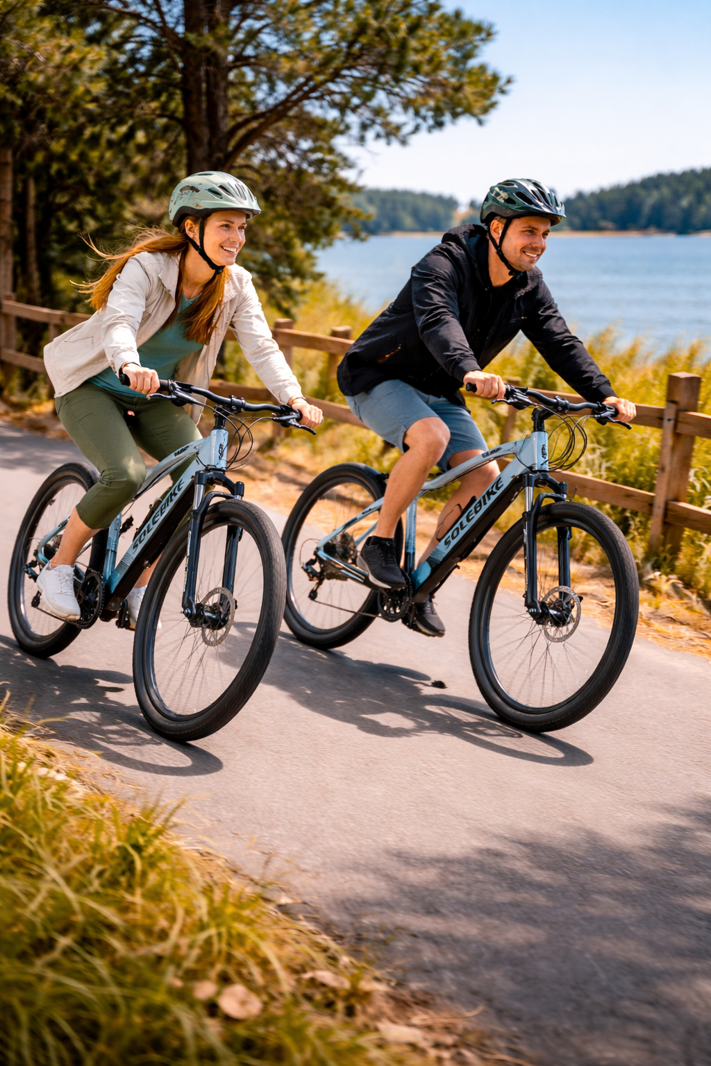 Rider with an electric bike