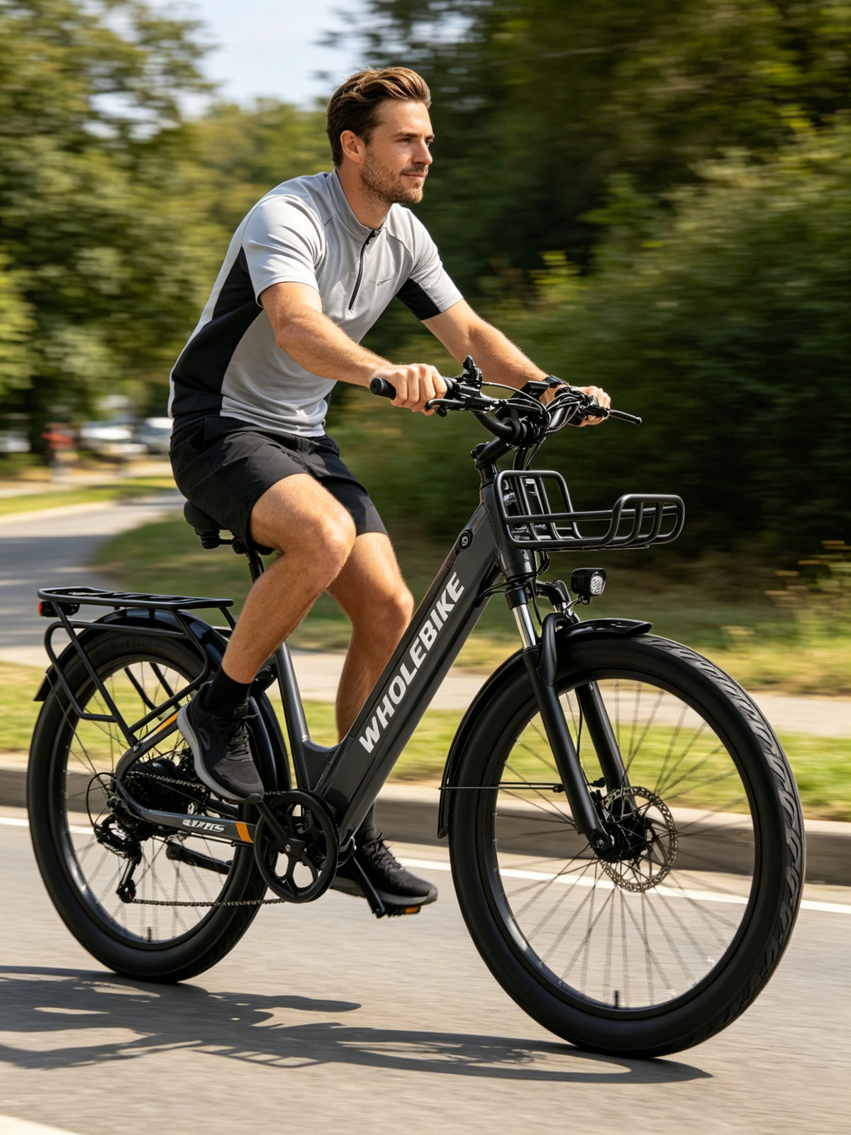 Rider with an electric bike
