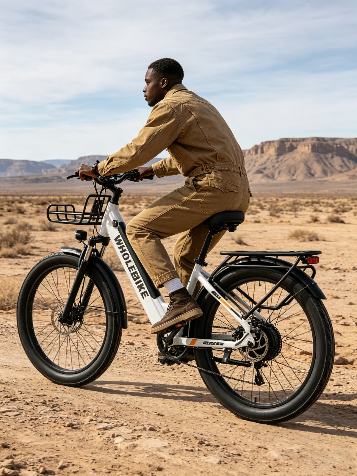 Rider with an electric bike