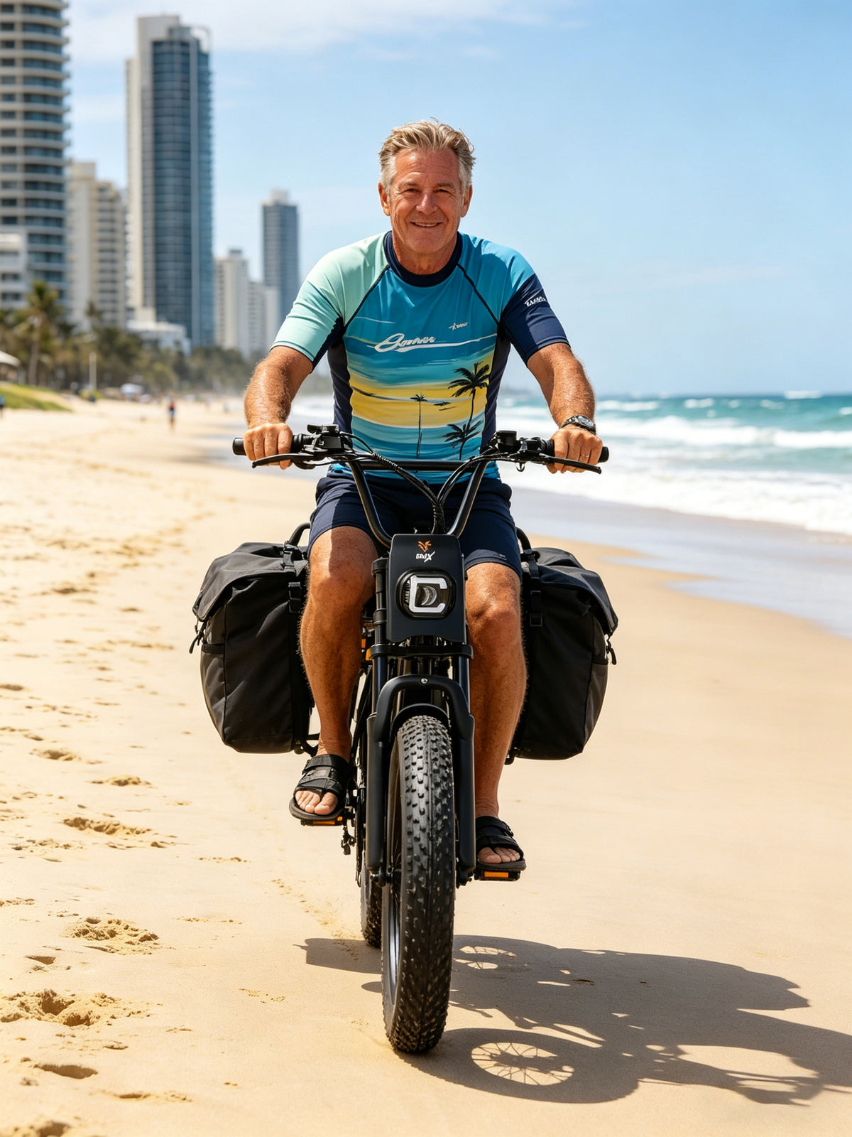 Rider with an electric bike