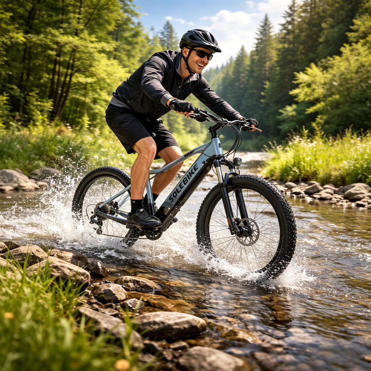 Rider with an electric bike