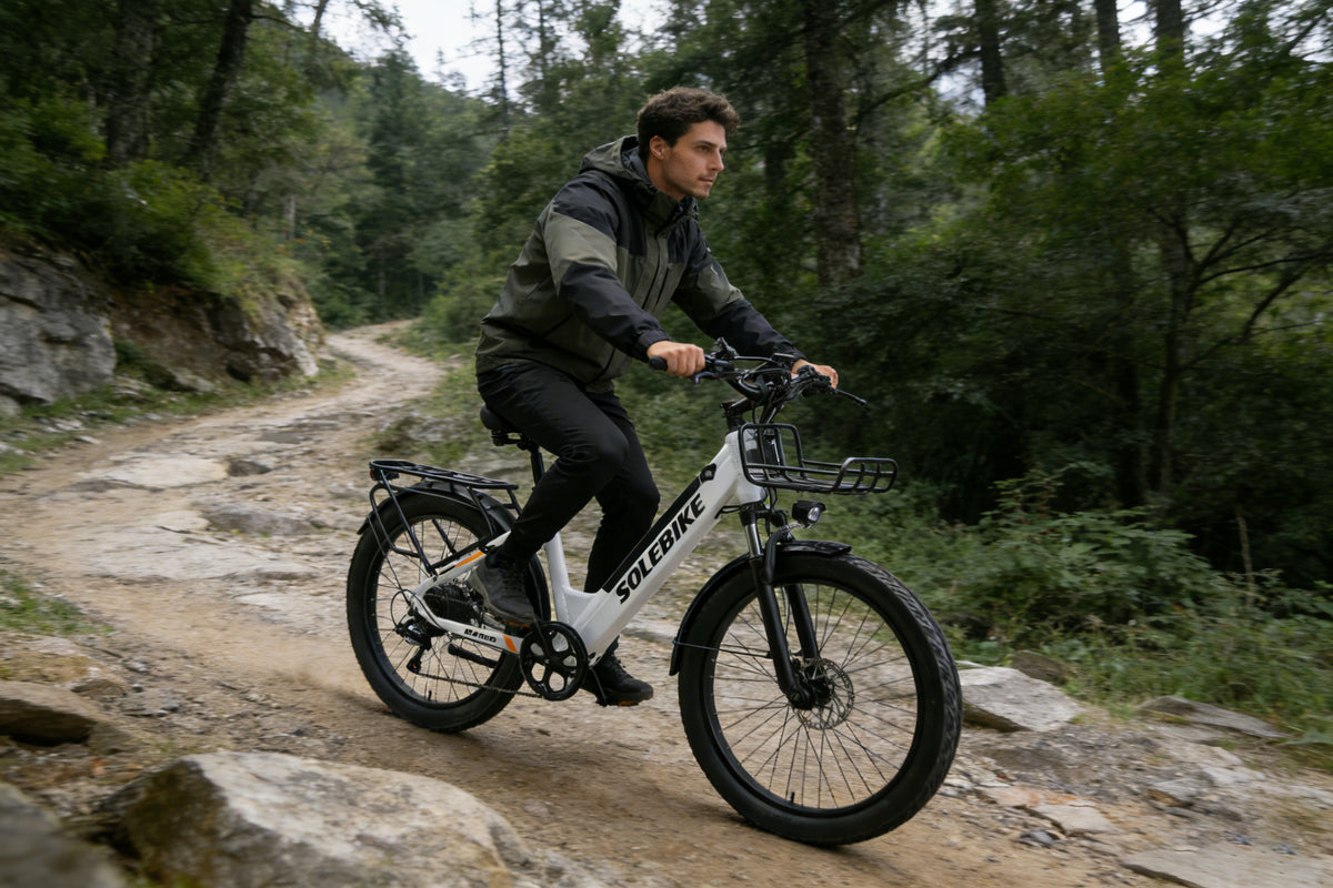Rider with an electric bike